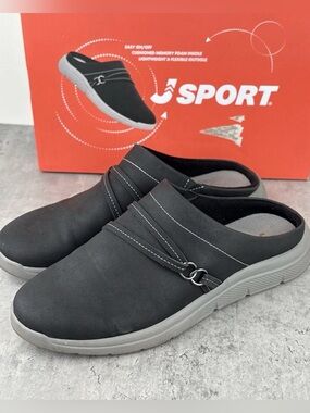 JSport Slip On Gina Mule Shoes Womens Size 10 M Black Clogs Comfort New‎